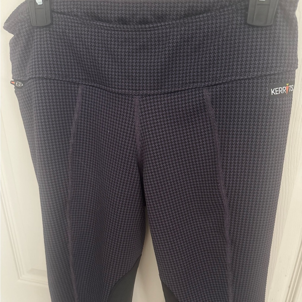 Kerrits Riding Pants Womens M Blue Houndstooth Patch Pocket Performance Tight - Picture 3 of 10